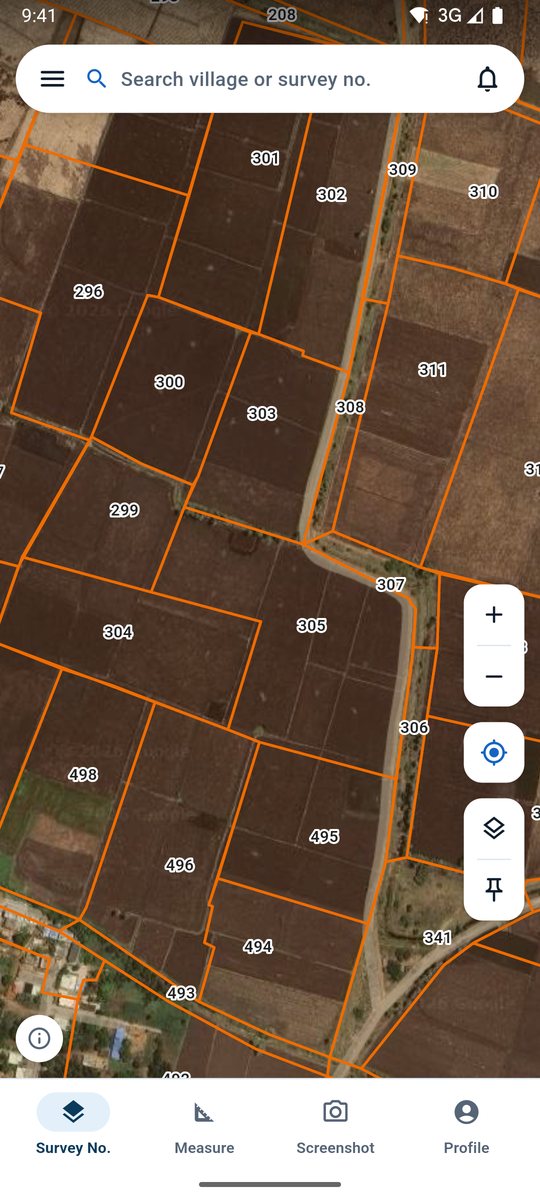 AP LandGrid showing survey number boundaries over farmland